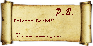 Paletta Benkő névjegykártya